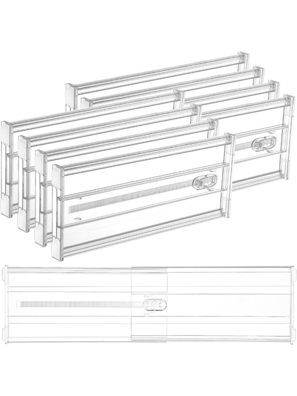 Expandable Drawer Dividers - 6" Tall, 8 Pack, Adjustable Organizers for Home